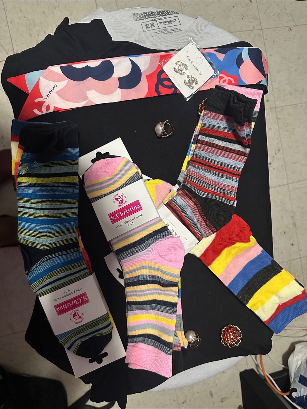 Christina Multicolor Striped Men's Casual Socks - Bright Stripes Set